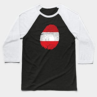 Flag of Austria in fingerprint Baseball T-Shirt